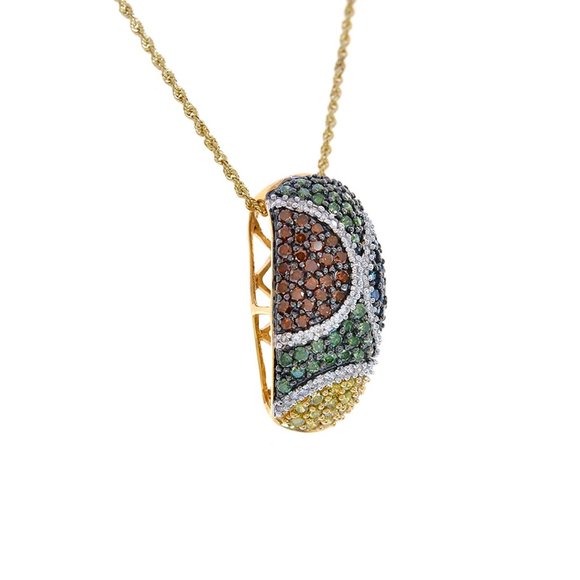 1.50 Ct.tw Multi-Color Diamond Pendant 14K Yellow Gold - Picture 2 of 5